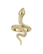 14k Gold Snake Ring W/ Ruby Eyes,