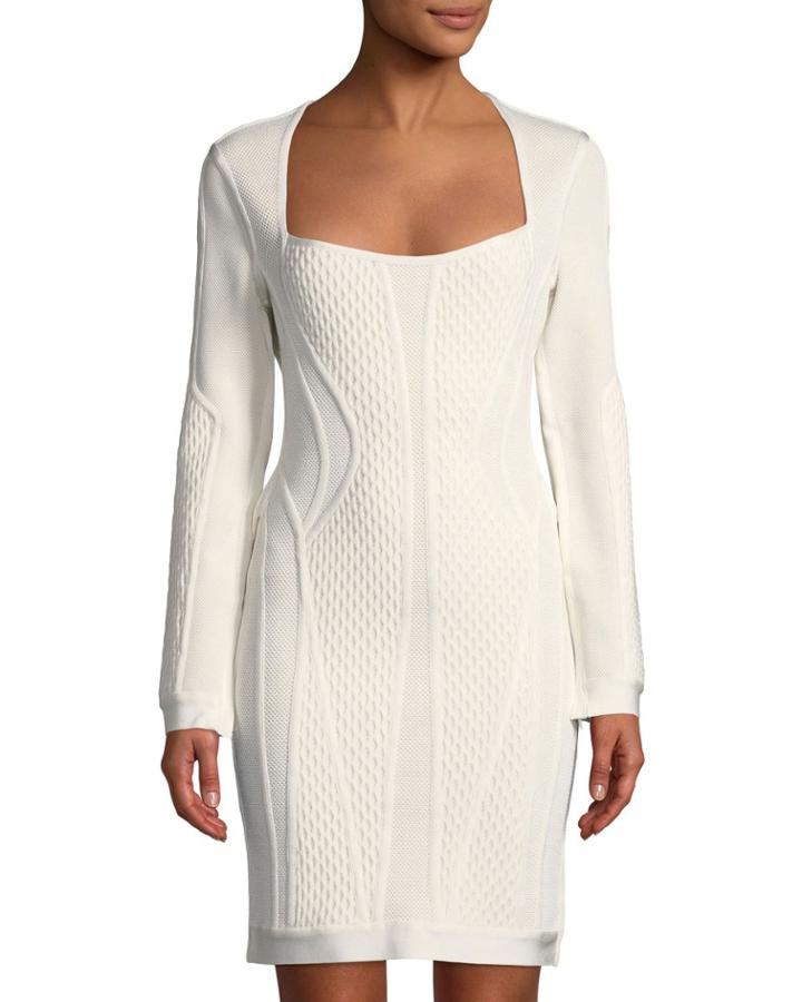 Valeria Square-neck Long-sleeve Bandage Dress