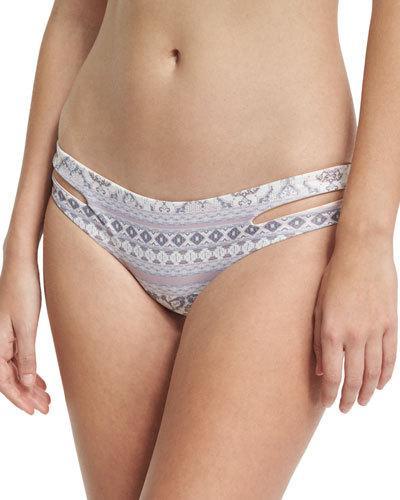 Strappy-side Swim Bottom, Purple Pattern