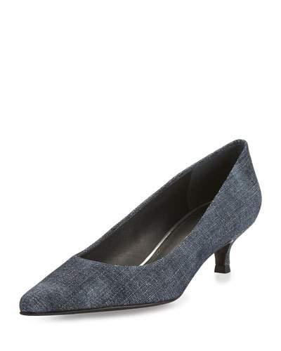 Poco Denim Kitten-heel Pump, Navy