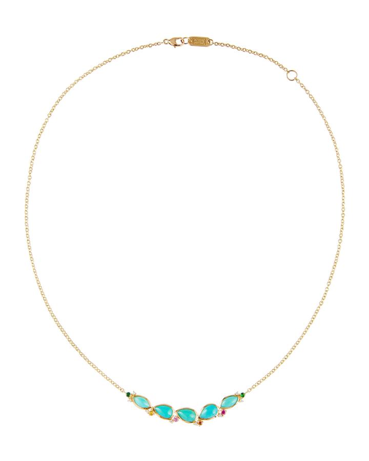 18k Prisma 5-stone Smile Bar Necklace In Portofino