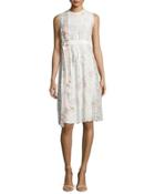 Sleeveless Watercolor Floral Dress,