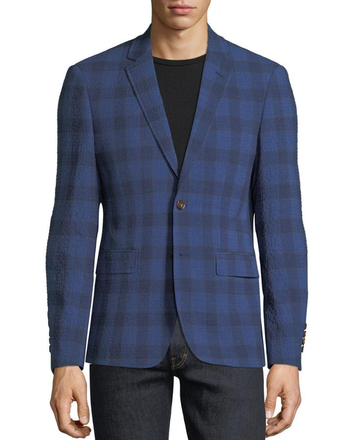 Tortola Checkered Seersucker Blazer