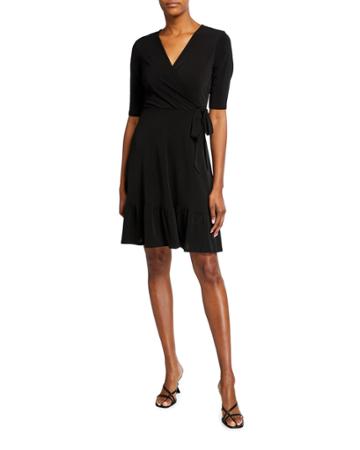 Faux-wrap Short-sleeve Dress