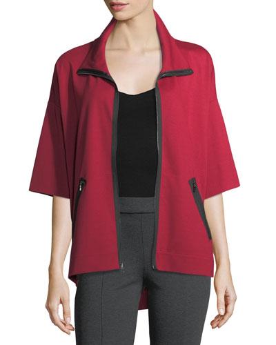 Contrast-trim High-low Jacket