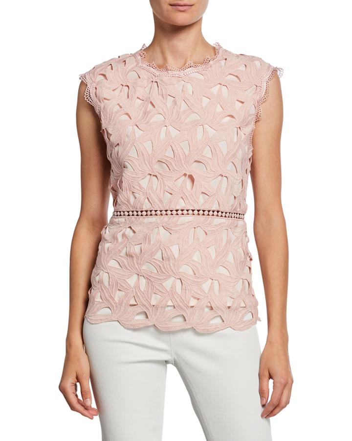 Lace Cutout Tank Blouse