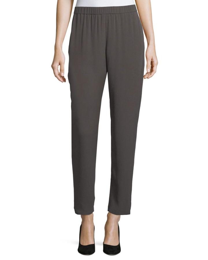 Slouchy Silk Georgette Ankle Pants,
