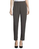 Slouchy Silk Georgette Ankle Pants,