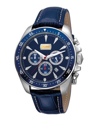 44mm Men's Sport Chrono Watch W/ Calf Leather