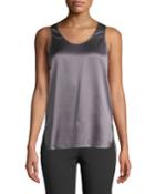 Silk Charmeuse Scoop-neck Sleeveless Blouse