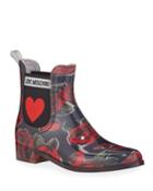 Rose Gored Heart Rain Boots