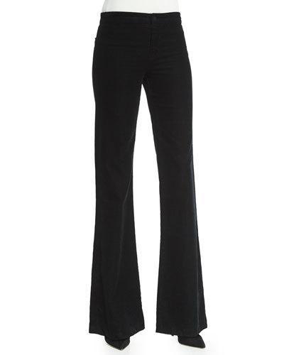 Flare-leg Corded-velvet Pants, Black