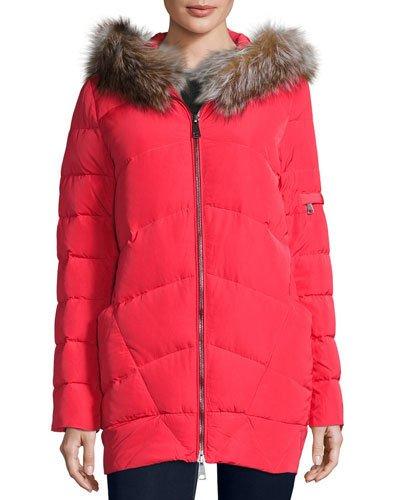 Kodiak Quilted Fox Fur Bomber Jacket