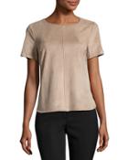 Short-sleeve Faux-suede Top