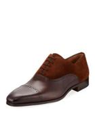 Hand-antiqued Mixed Calf Oxford, Brown
