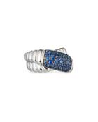 Bedeg Silver Lava Crossover Ring W/ Sapphires,