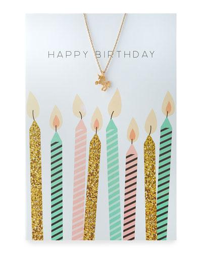 Unicorn Necklace With Birthday Card