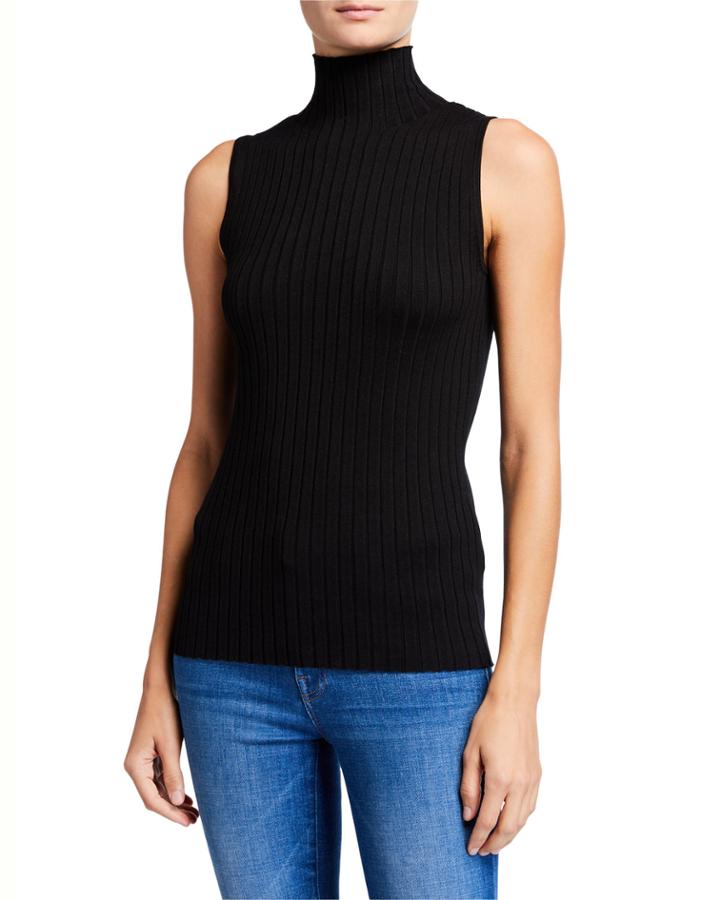 Sleeveless Ribbed Turtleneck