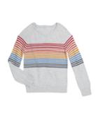 Girl's Rainbow Stripe Knit Top,
