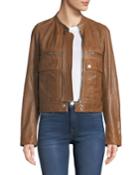 Love Zip-front Leather Aviator Jacket
