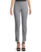 Gingham Side-zip Straight-leg Stretch-cotton Pants