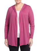 Balance Hooded Slub-knit Open Cardigan, Heather Festival Fuchsia, Women's, Size: