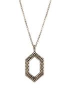 Long Pave Diamond Geometric Pendant Necklace