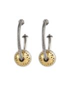 18k Gold & Sterling Silver Single-bead Hoop Earrings