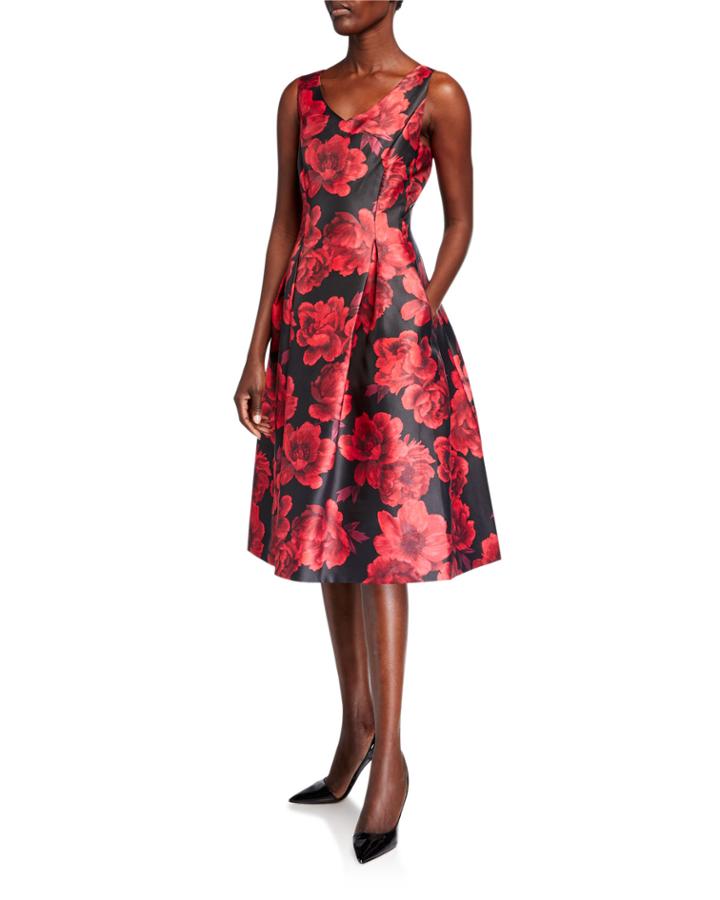 Printed Mikado Party Dress