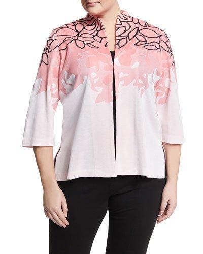 Printed Short-sleeve Jacket, Pink/black,