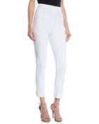 High-waist Stretch-cady Cigarette Pants W/ Topstitching