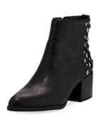 Jamie Studded-back Faux-leather Booties, Black