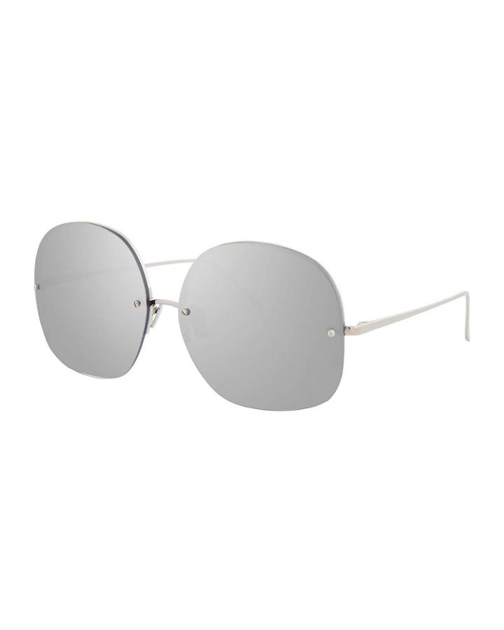 Rimless Oversized Square Sunglasses, White Gold