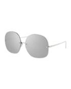 Rimless Oversized Square Sunglasses, White Gold