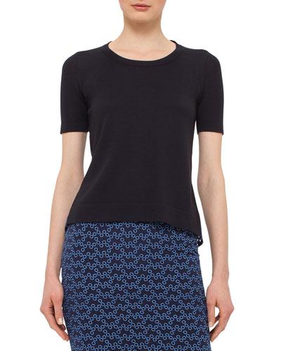 Short-sleeve Eyelet-back Pullover, Indigo/denim