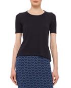 Short-sleeve Eyelet-back Pullover, Indigo/denim