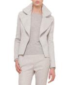 Slim-fit Cashmere Jacket W/wide-zip Detail, Gravel/off White