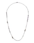 Long Diamond, Iolite & Moonstone Necklace