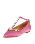 Embellished Satin Ballet Flats