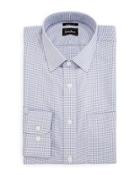 Trim-fit Regular-finish Square Pattern Dress Shirt, Red/blue