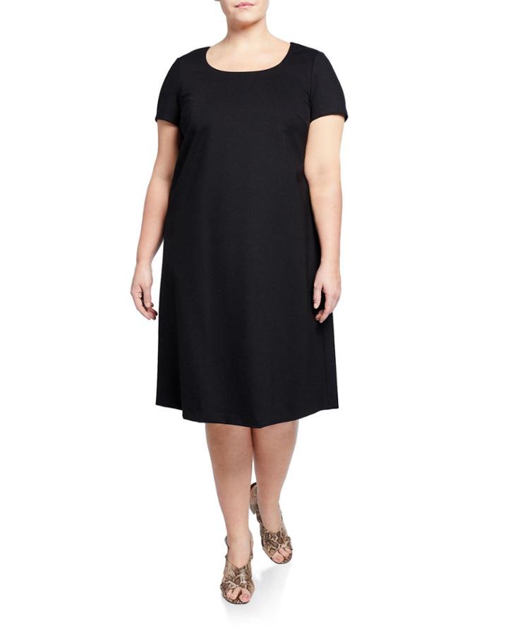 Scoop-neck Shift Dress,