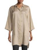 Meldy Button-front Long Blouse,