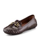 Donald J Pliner Viky Python-print Patent Driver, Espresso (brown), Women's, Size: