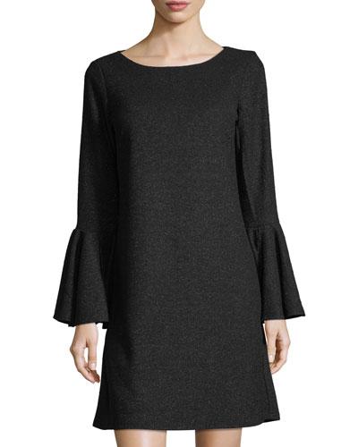 Sweater-knit Bell-sleeve Dress