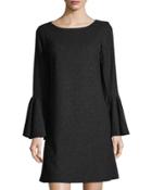 Sweater-knit Bell-sleeve Dress