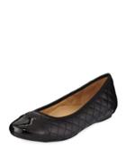 Sedy Quilted Leather Ballet Flats, Black