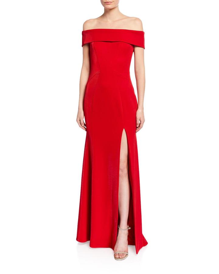 Ross Off-the-shoulder Front-slit Gown