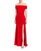 Ross Off-the-shoulder Front-slit Gown