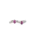 18k White Gold Wavy Diamond & Sapphires Ring,