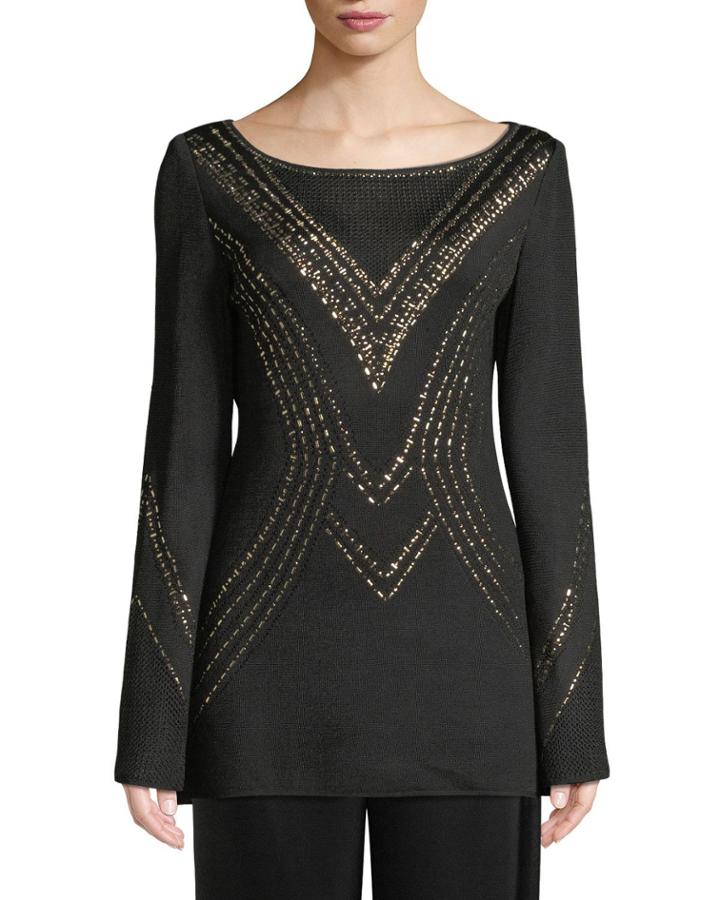 Geometric Pointelle Jacquard Knit